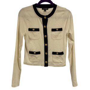 J. Crew Vintage Rib‎ Lady Jacket Blouse Size M White and Black